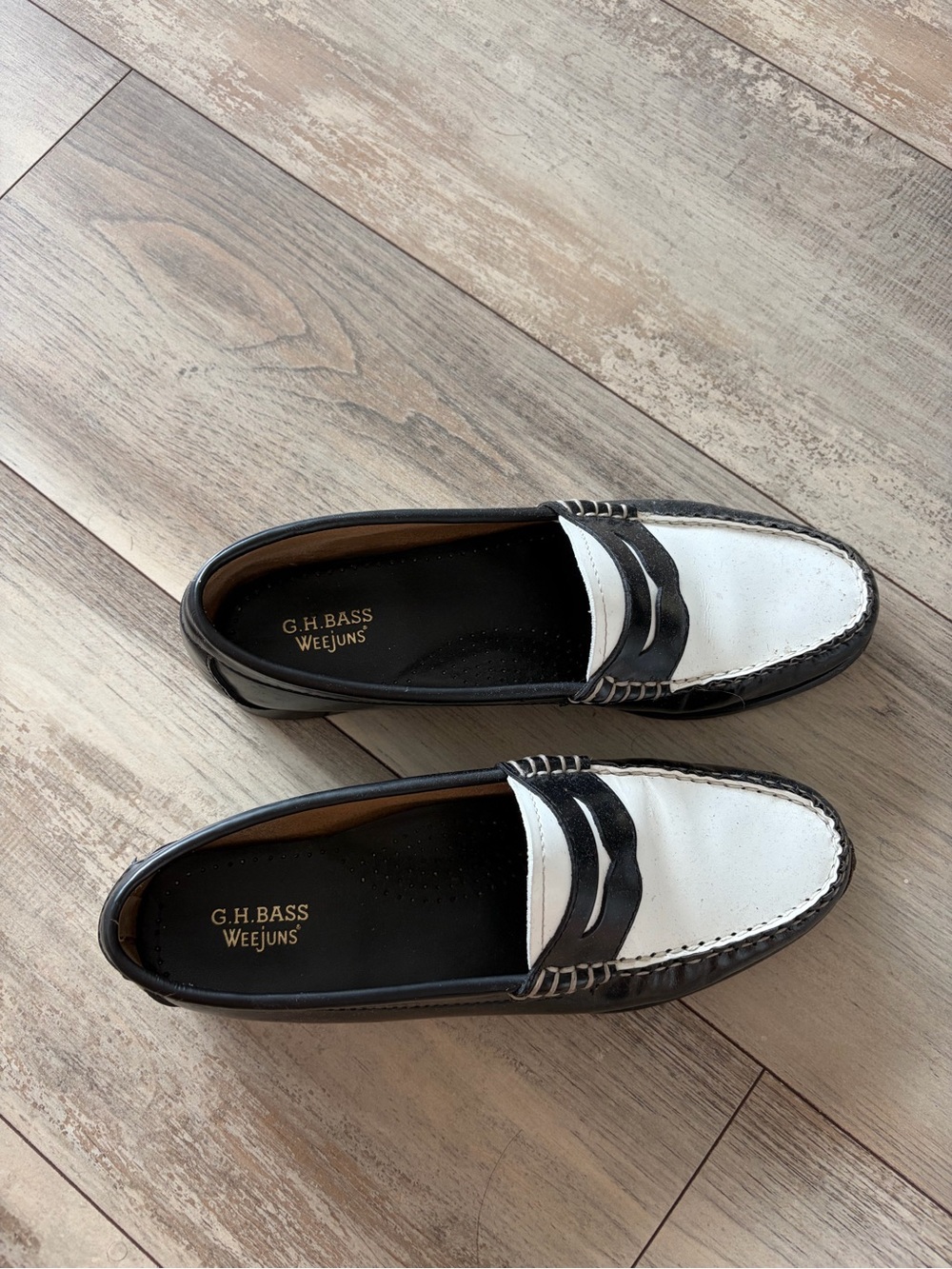 G.H. Bass & Co. Two-Tone Black and White Penny Loafers